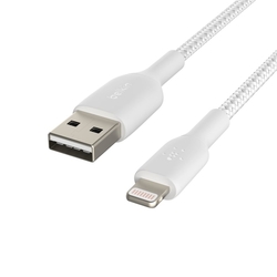 Kabel Lightning - USB A, oplétaný,BELKIN,1m,bílý